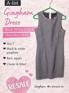 A-list Black & White Gingham Sleeveless Mini Dress
